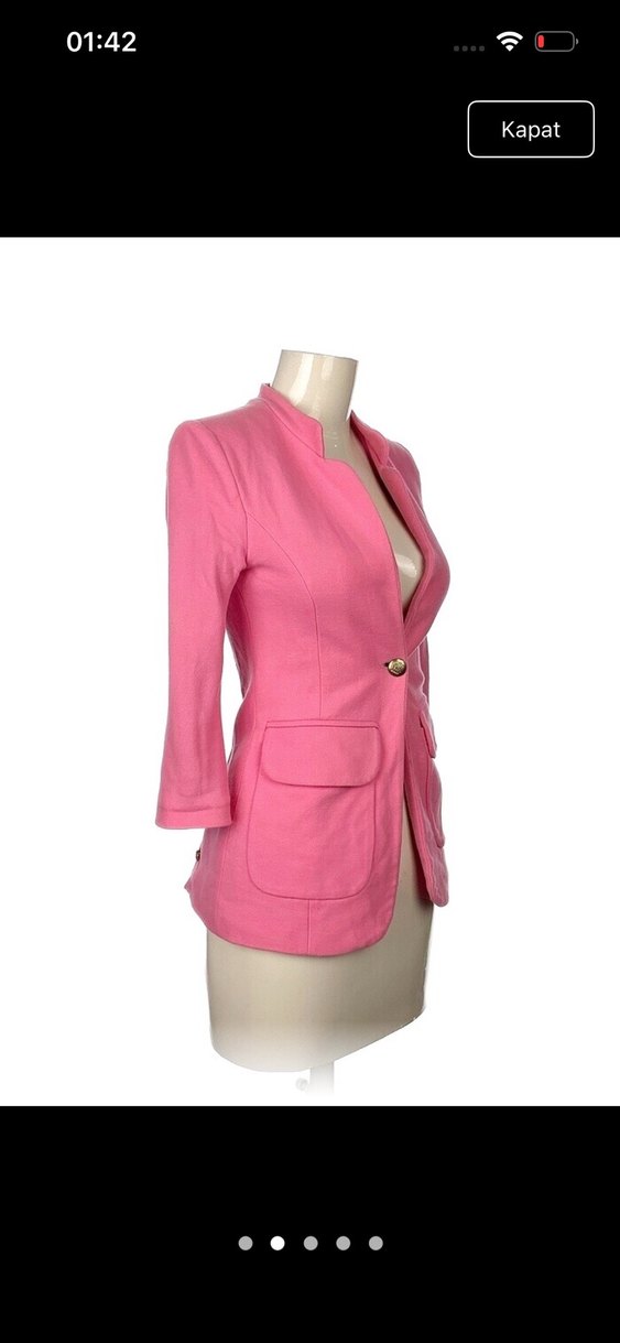 Düğmeli Pembe Kadın Blazer Ceket - Görsel 2