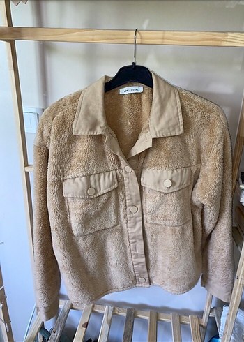 Düğmeli Bej Kadın Süet Ceket - Görsel 3