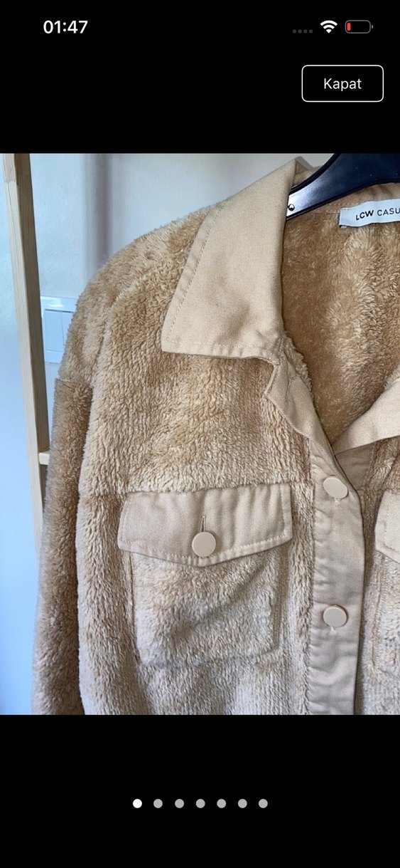 Düğmeli Bej Kadın Süet Ceket - Görsel 2