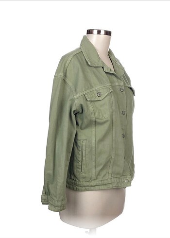 Düğmeli Yeşil Keten Kadın Ceket - Görsel 2