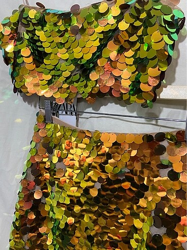 Zara Payetli takım bluz etek