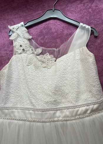 Beyaz Dantelli Kız Çocuk Abiye Elbise - Görsel 2