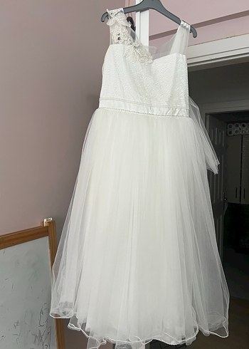 Beyaz Dantelli Kız Çocuk Abiye Elbise - Görsel 5