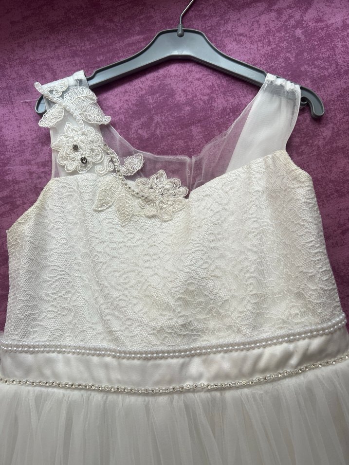 Beyaz Dantelli Kız Çocuk Abiye Elbise - Görsel 2