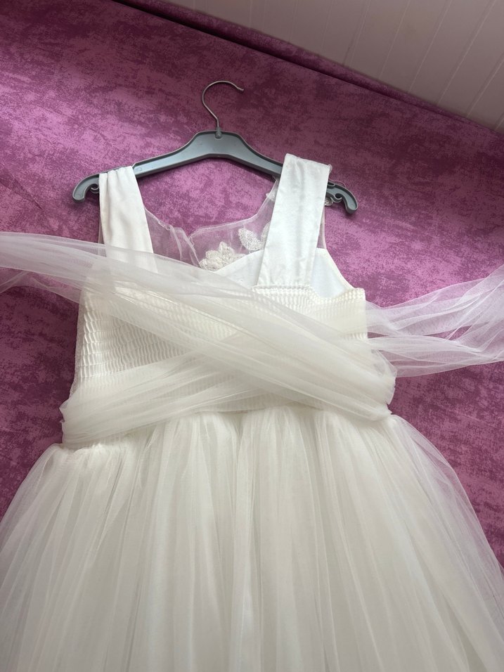 Beyaz Dantelli Kız Çocuk Abiye Elbise - Görsel 3