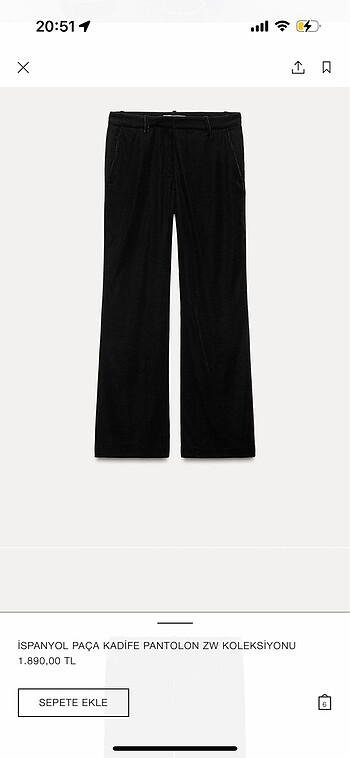 Zara kadife pantolon