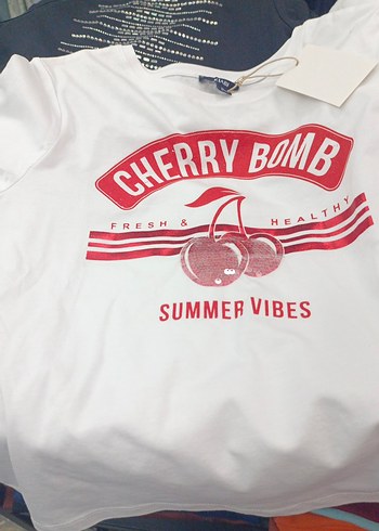 Beyaz Kız Çocuk Baskılı Kısa Kollu Tişört - Görsel 2