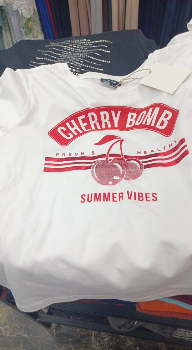 Beyaz Kız Çocuk Baskılı Kısa Kollu Tişört - Görsel 2