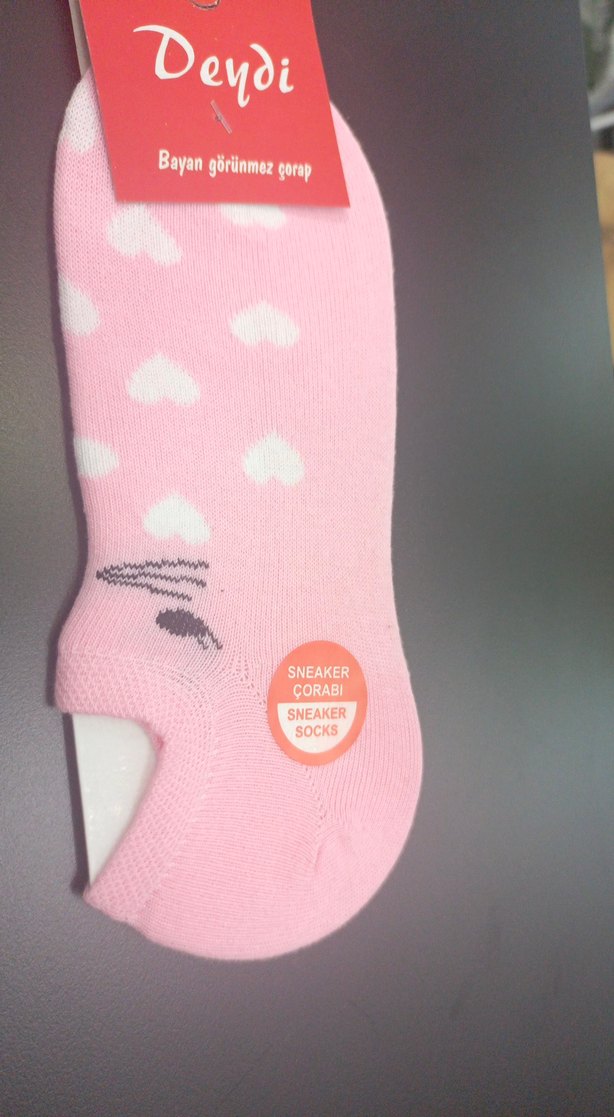 Pembe Kız Çorabı Kalp Desenli - Görsel 3