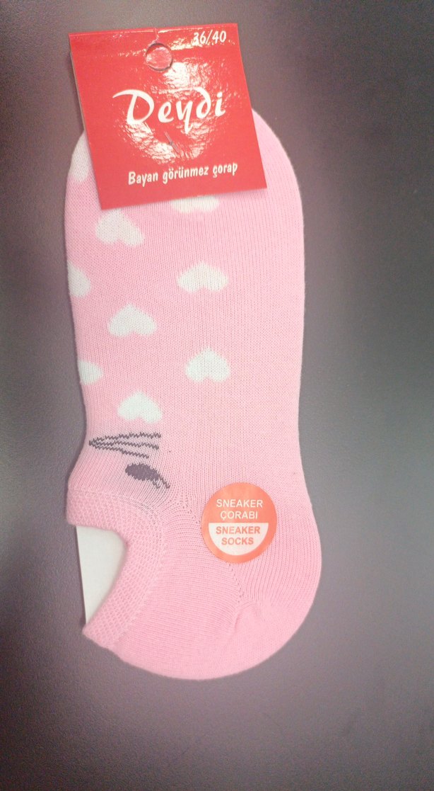 Pembe Kız Çorabı Kalp Desenli - Görsel 2