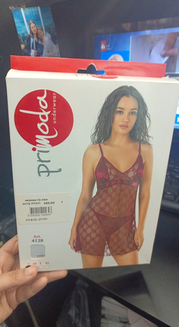 Bordo Mini Desenli İnce Askılı Kadın Gecelik - Görsel 2