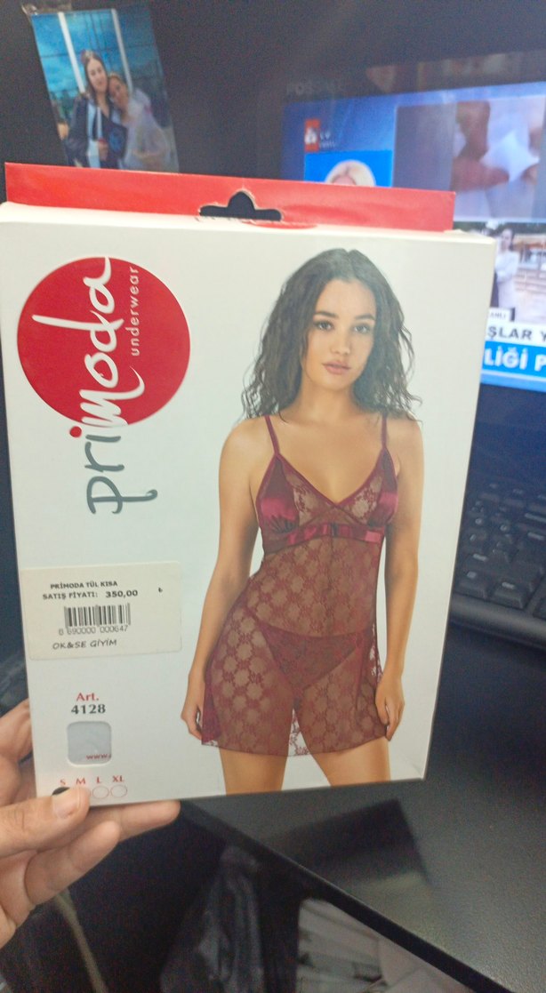 Bordo Mini Desenli İnce Askılı Kadın Gecelik - Görsel 3