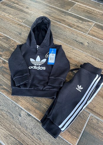 9-12 Ay Beden Adidas Erkek Çocuk Kapüşonlu Eşofman Takımı Siyah