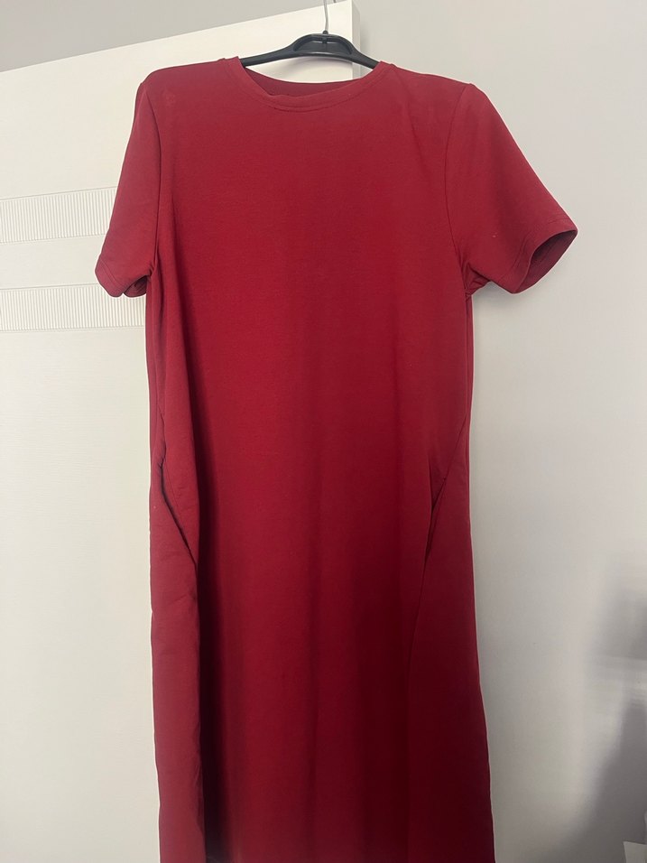 Bordo Kısa Kollu uzun Elbide - Görsel 4