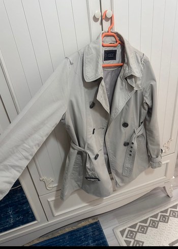 Gri Düğmeli Midi Trençkot - Görsel 3