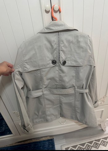 Gri Düğmeli Midi Trençkot - Görsel 2