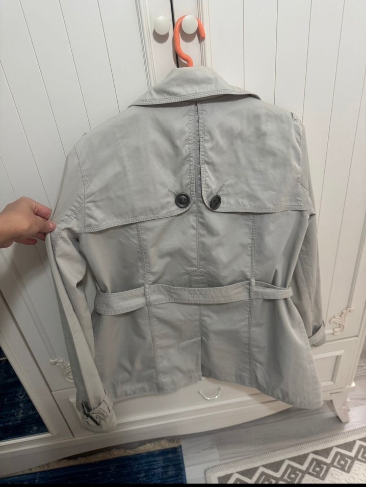 Gri Düğmeli Midi Trençkot - Görsel 2