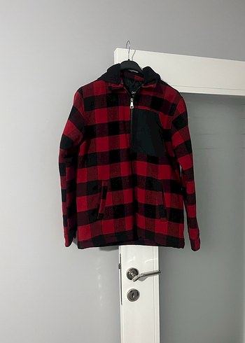 Kırmızı Ekose Fermuarlı Erkek Ceket - Görsel 4