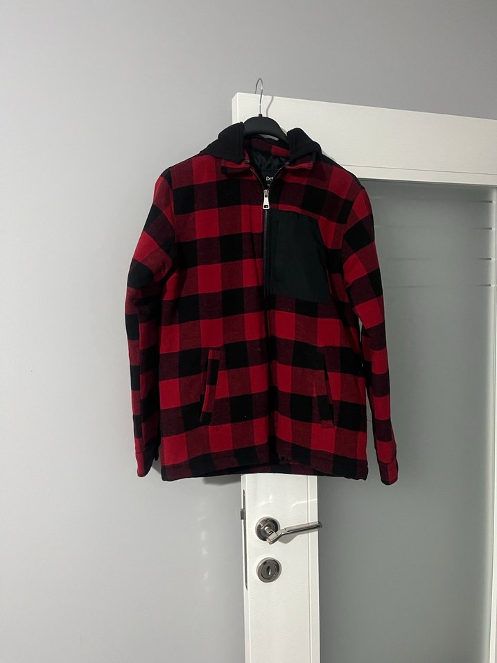 Kırmızı Ekose Fermuarlı Erkek Ceket - Görsel 4