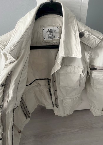 Düğmeli Beyaz Keten Kadın Ceket - Görsel 4