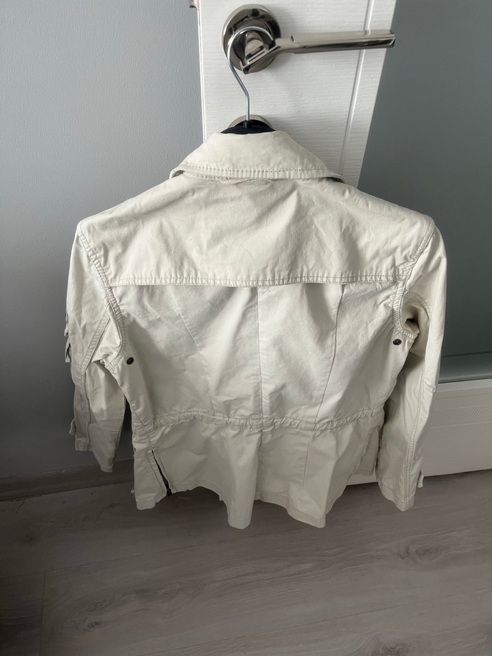 Düğmeli Beyaz Keten Kadın Ceket - Görsel 5