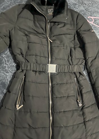 Kemerli Siyah Kışlık Kadın Mont - Görsel 5