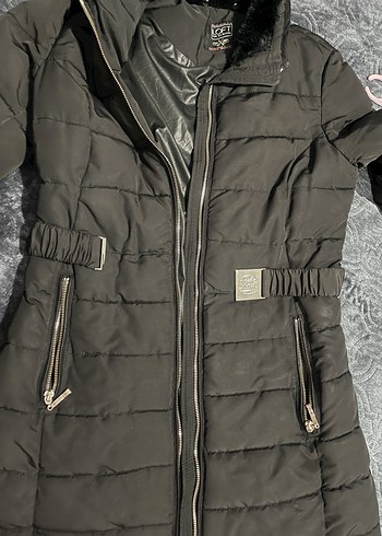 Kemerli Siyah Kışlık Kadın Mont - Görsel 6