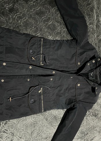 Lacivert Düğmeli Kadın mont - Görsel 4