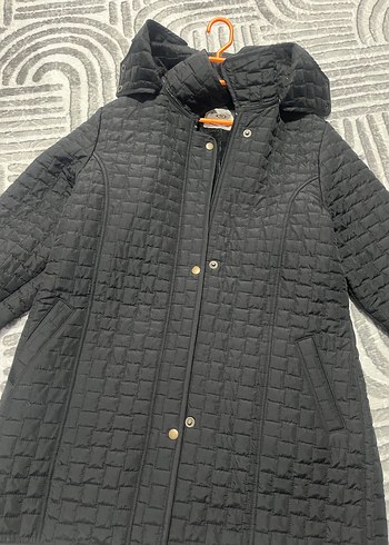 Düğmeli Siyah Kadın Midi Mont - Görsel 6