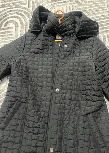 Düğmeli Siyah Kadın Midi Mont - Görsel 9