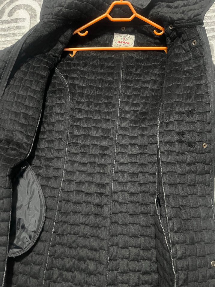 Düğmeli Siyah Kadın Midi Mont - Görsel 5