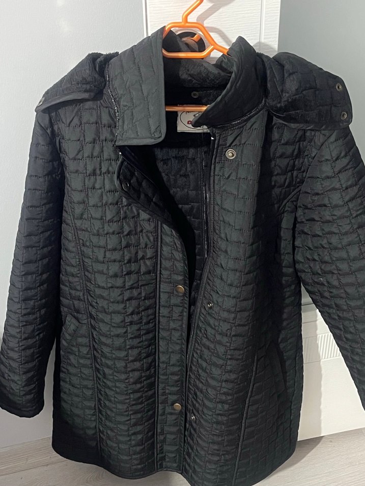 Düğmeli Siyah Kadın Midi Mont - Görsel 2