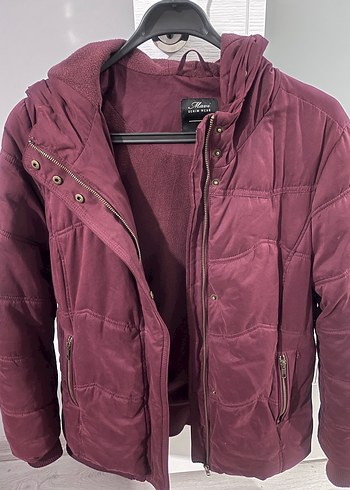 Bordo Parlak Kadın Kışlık Ceket - Görsel 7