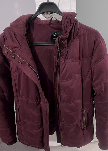 Bordo Parlak Kadın Kışlık Ceket - Görsel 5