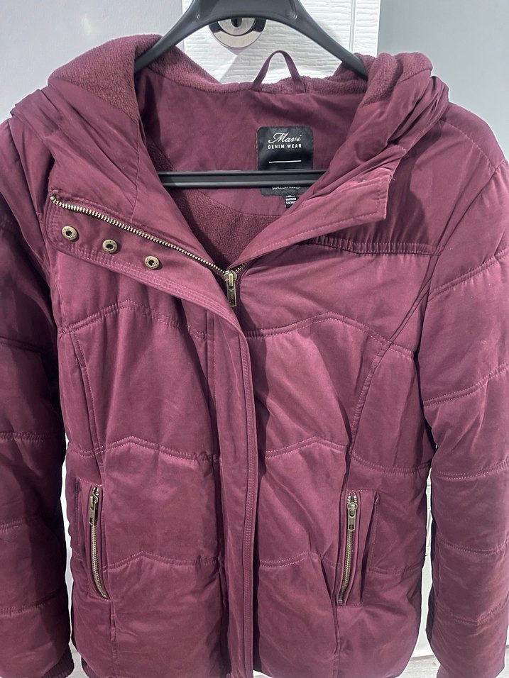 Bordo Parlak Kadın Kışlık Ceket - Görsel 2