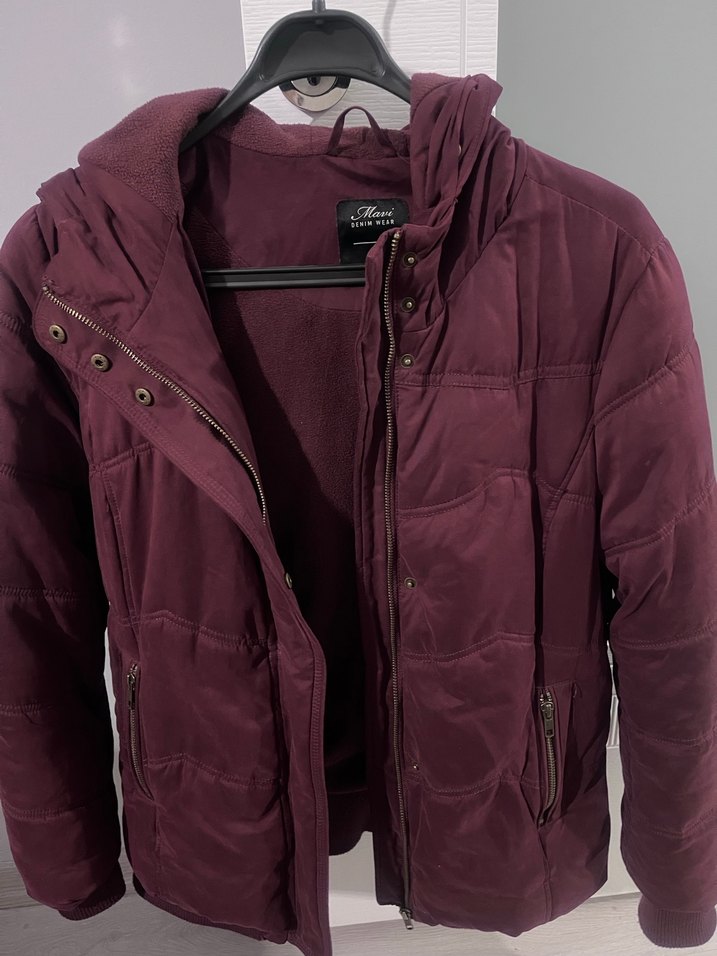 Bordo Parlak Kadın Kışlık Ceket - Görsel 5