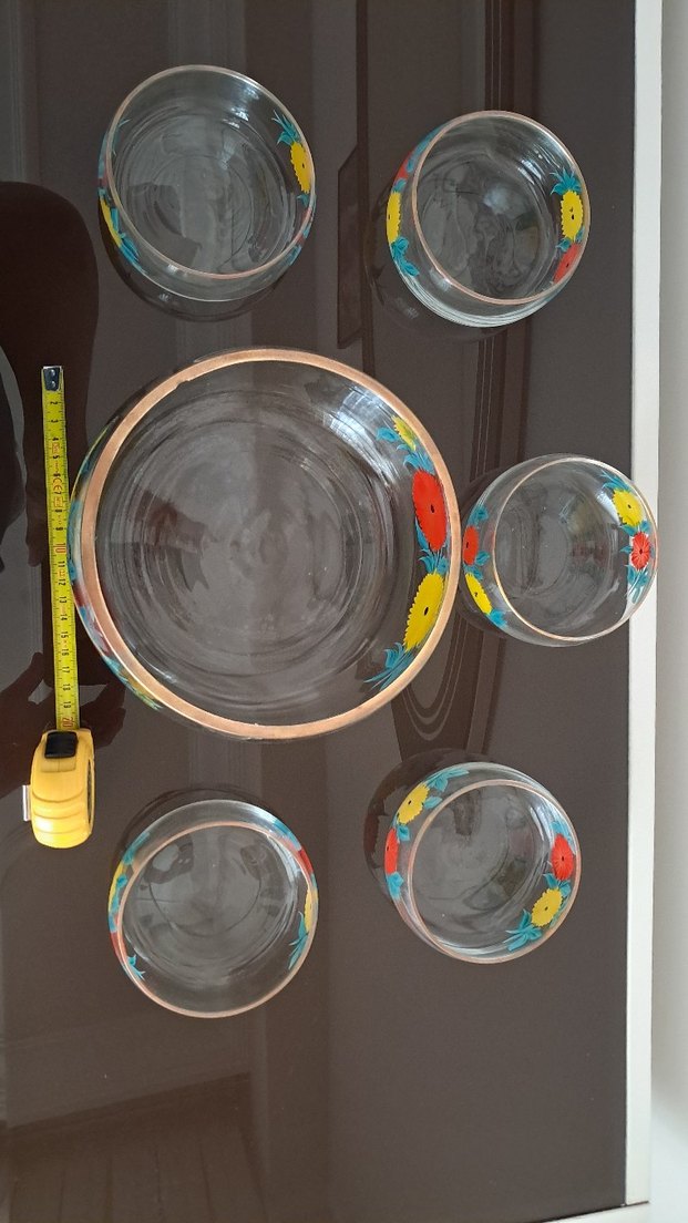 Çiçek Desenli Renkli Cam Kase - Görsel 2