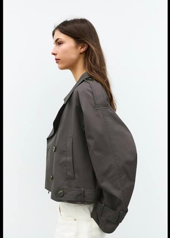 m Beden Pullandbear Gri Kadın Trençkot