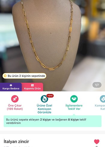 İtalyan Zincir Kadın Kolye Gold Midi