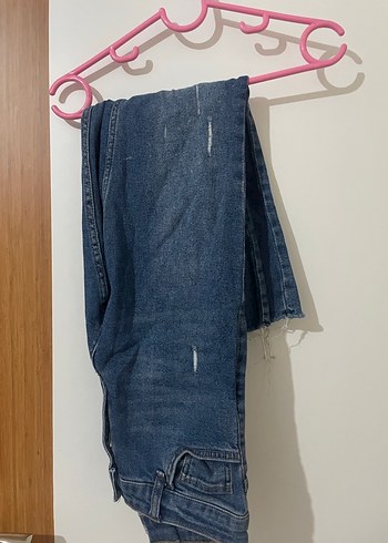 Kadın Mavi Denim Beli Kemerli Skinny Pantolon