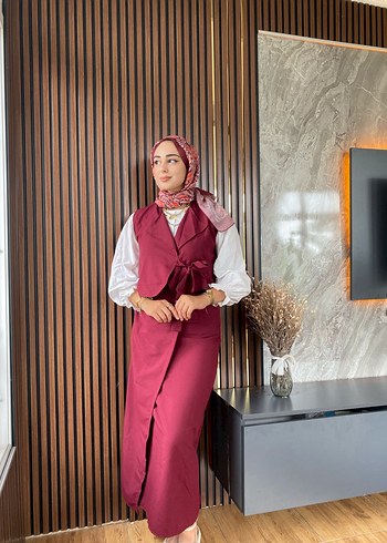 Diğer Bordo Uzun Kadın Takım Elbise