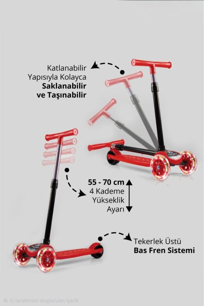 Üç tekerlekli ışıklı çocuk scooter - Görsel 4