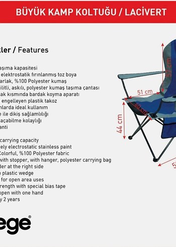 Büyük kamp sandalyesi - Görsel 4
