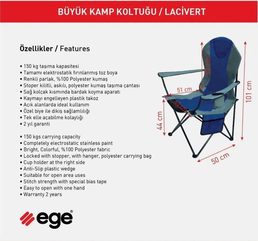 Büyük kamp sandalyesi - Görsel 4