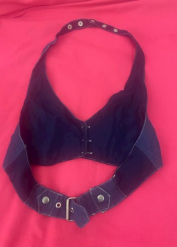 Y-London Kadın Lacivert Denim Yaka Düğmeli Yelek