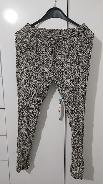Beli lastikli pamuklu şalvar pantolon