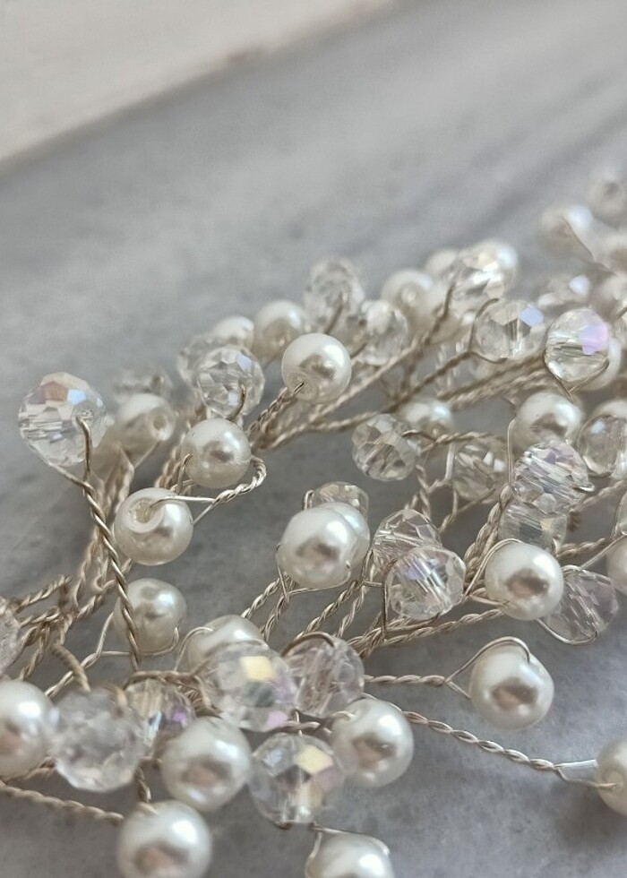 Gelin tacı beyaz incili - Görsel 3