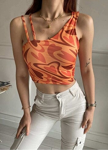Tek omuz çift askı crop