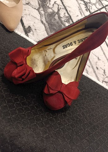 Bordo Süet Fiyonklu Yüksek Topuklu Kadın Stiletto - Görsel 6