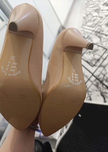 Bordo Süet Fiyonklu Yüksek Topuklu Kadın Stiletto - Görsel 3